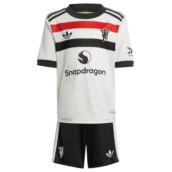 Conjunto Infantil Manchester United III 24/25 - Branco e Preto