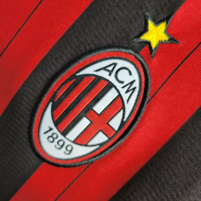 Camisa Milan Home 13/14 Retrô Manga Longa - Vermelha e Preta